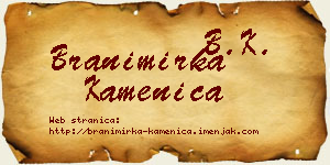 Branimirka Kamenica vizit kartica